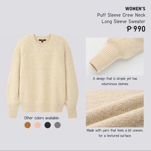 Uniqlo Women's puff sleeve crew sweater